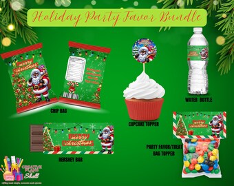 Christmas Themed Party Favor Design Bundle~Printable (PNG)