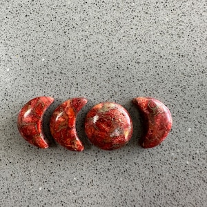 Coral with Bronze Matrix Moon Cabochons Moon Phase