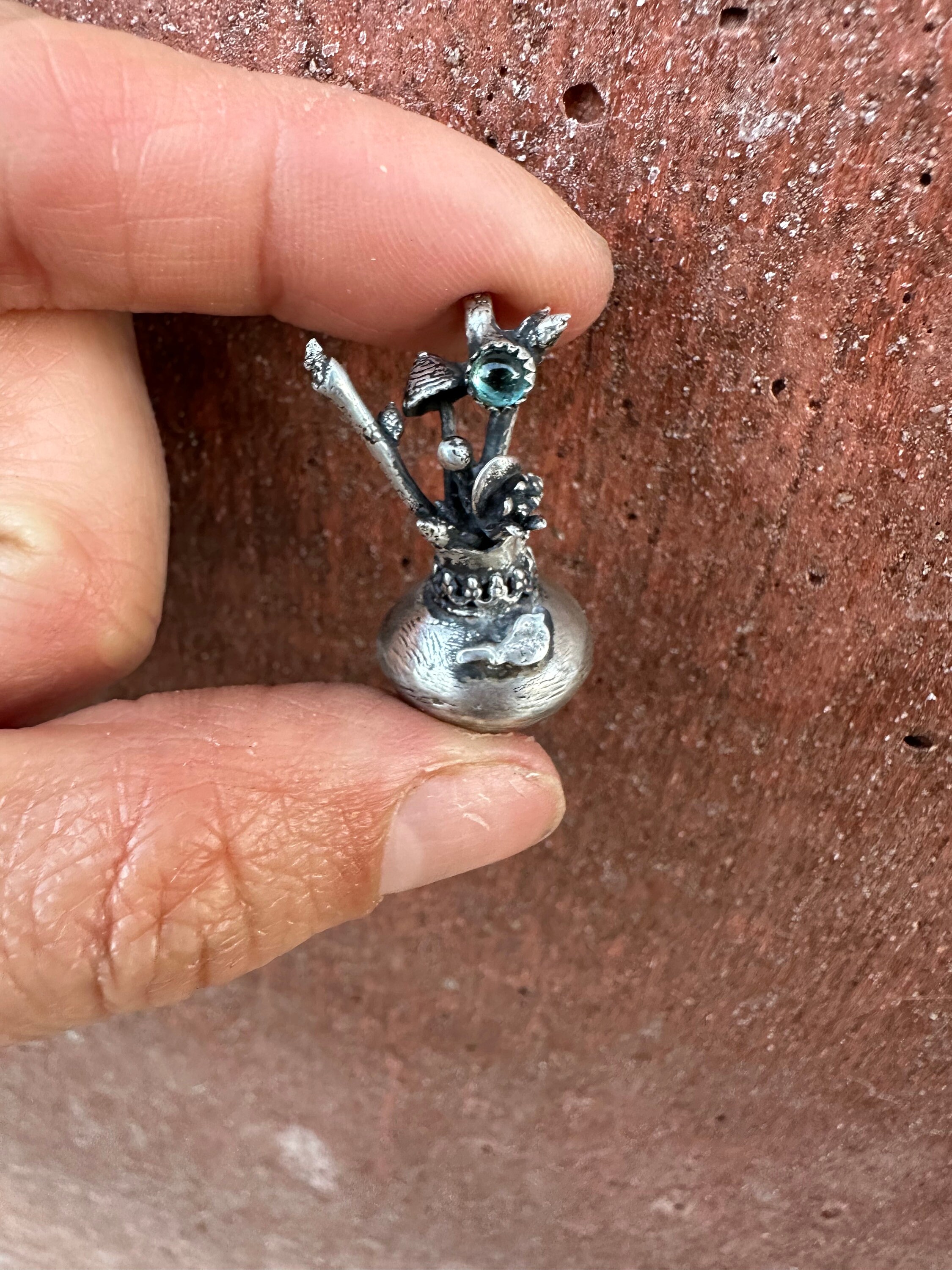 Collana a forma di fungo con mezzaluna e fiore per donna, in
