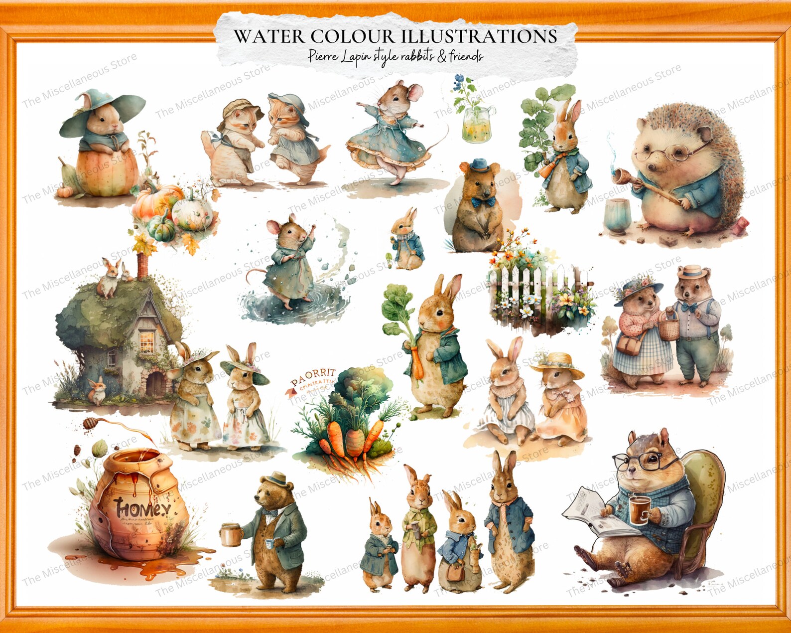Peter Rabbit Scene Drawing Peter Rabbit Inspired Watercolor Clipart | Pierre Lapin Style, Bunnies ...