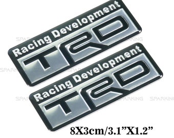 2 TRD Aluminum Metal Emblem Badge stickers Toyota 4runner Tacoma RAV4 Tundra