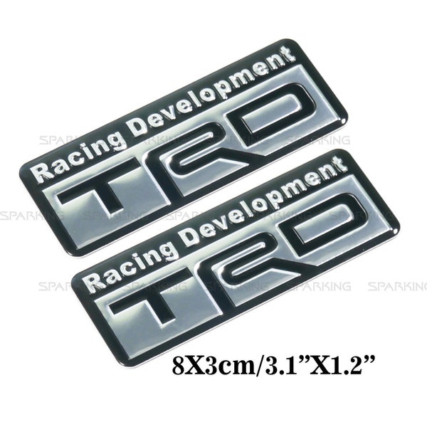 2 TRD Aluminum Metal Emblem Badge stickers Toyota 4runner Tacoma RAV4 Tundra