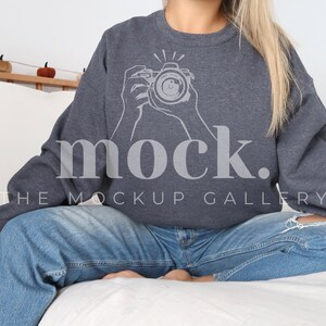 18000 Dark Heather Mock Up, Sweatshirt Mockup, Oversized Sweatshirt, Modeled, Halloween Mockup, Fall Mockup, Autumn Mockup, Jumper Mockup
