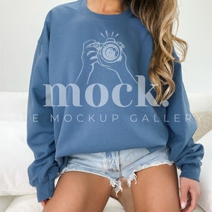 Indigo Gildan 18000 Mockup | Gildan Sweatshirt Mockup | Sweatshirt Model Mockup | Gildan Mock | 18000 Mockup | Indigo