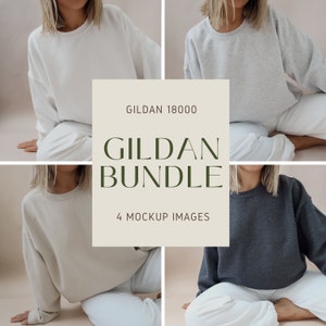 Gildan 18000 Bundle | Sweatshirt Bundle | Gildan 18000 Mockup | 18000 Sand | 18000 Ash |  18000 White | 18000 Dark Heather | Crewneck Mockup