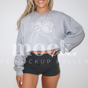 Gildan 18000 Sport Gray Sweatshirt Mockup | Gildan 18000 Mock | Sport Gray Sweater 18000 | Jumper Mock-up | Gray Sweatshirt | Modeled Mockup