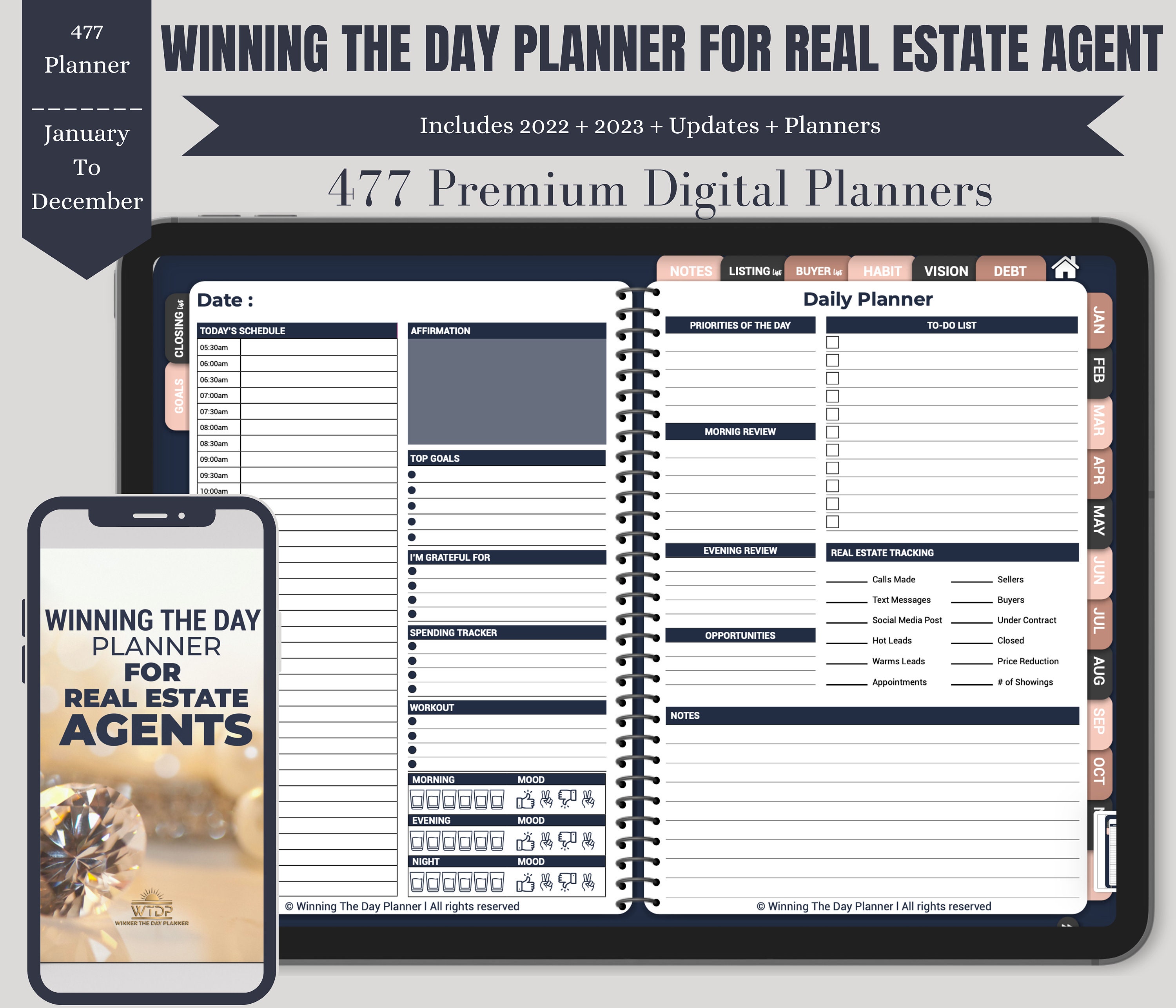 Digital Planner Luxury Version Goal Planner for Realtors Real Estate