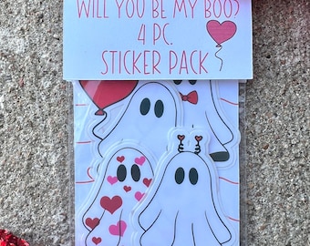 Will You Be My Boo Valentine's Day Sticker Pack, Love-Themed Set, Couple & Best Friend Gift, Decal for Scrapbooking, Journaling and Planners