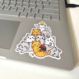 3 inch Catmas Tree sticker, Water Resistant Sticker, Christmas Cat Sticker, Cat Sticker, Cat Lovers, Catmas Tree, Laptop Sticker, Stickers