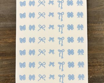 Blue Bows Mini Sticker Sheet for Scrapbooking, Planner & Journal Supplies, Card Making, Cute Stationery, Office Supplies