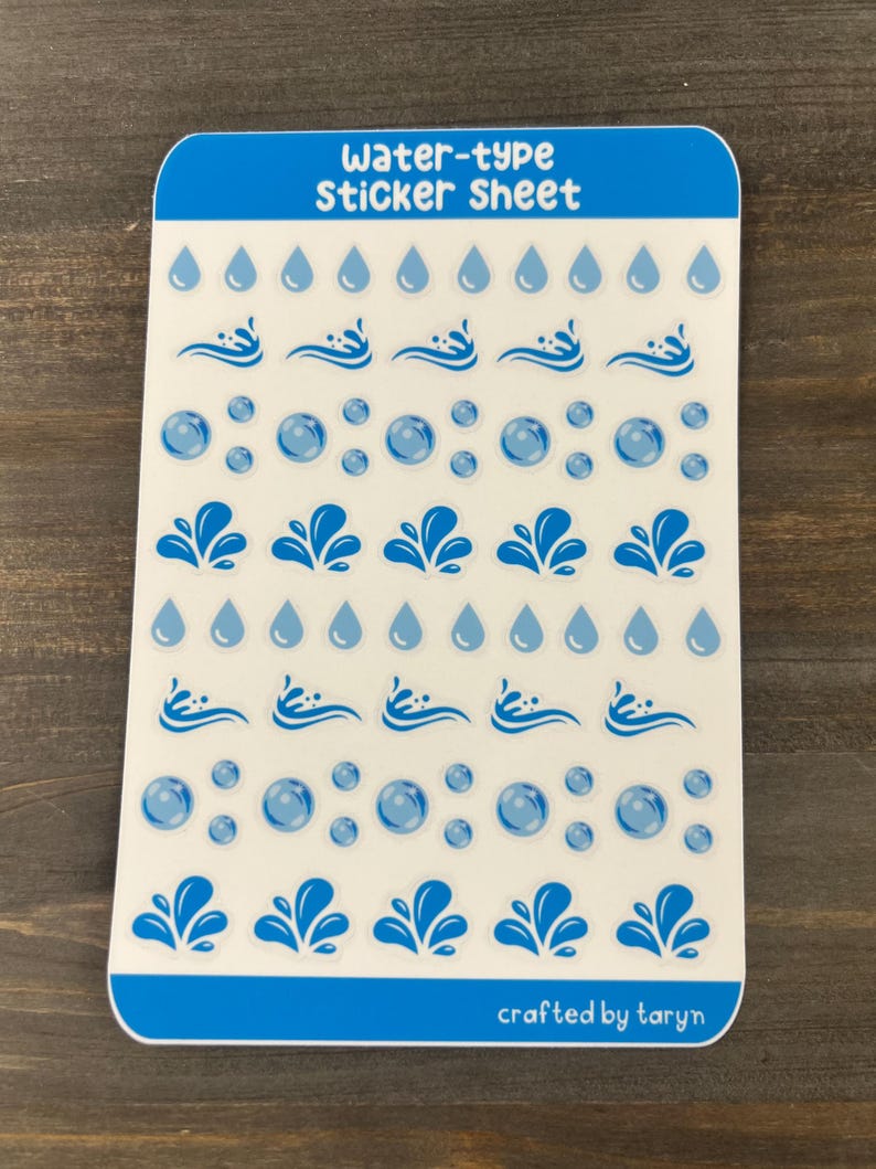 Waterdrops Sticker Design Water-type Sticker Sheet, DIY Decals for Toploaders, Scrapbooking, Card ...