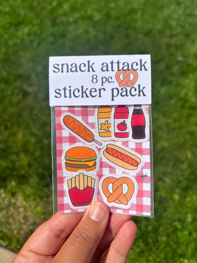 Snack Sticker Snack Attack Sticker Pack, Cute Food Stickers, Journaling Decals, Card ...