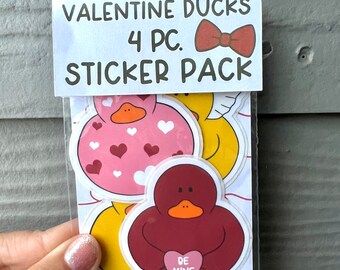 Valentine's Day Duck Sticker Pack, Gift for Stationery Lover, Love-Themed Set, Water Resistant Decal, Journal, Scrapbooking & Planner Decor