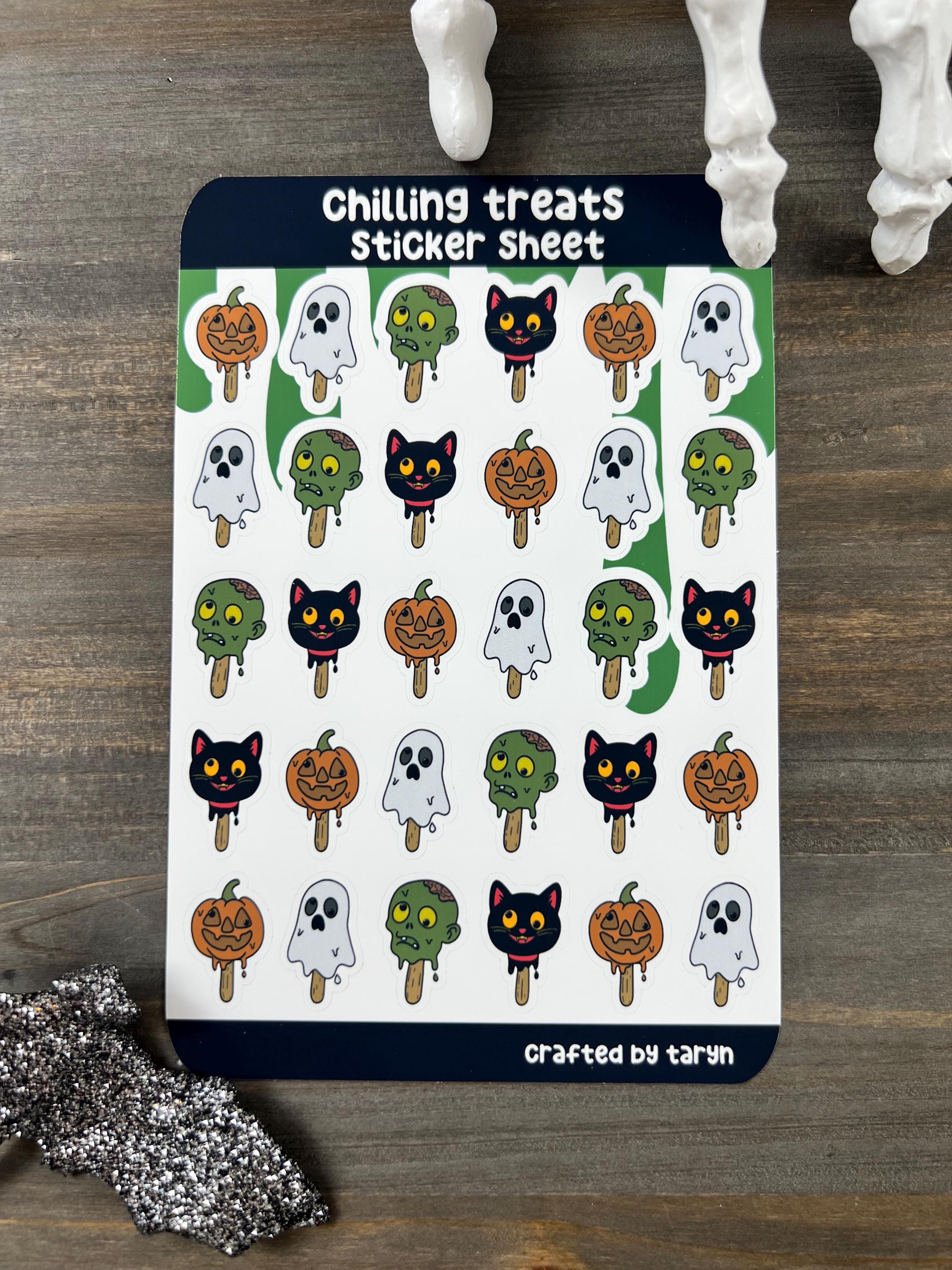 Chilling Treats Sticker Sheet, Ice Cream Decals, Halloween Stickers for ...
