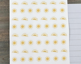 Smiley Suns Mini Sticker Sheet, Scrapbooking, Card Making, Planner & Journaling Supplies, Weather-Themed Decal