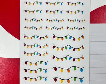Christmas Lights Clear 4x6 Sticker Sheet – Festive Holiday Stickers for Journals, Scrapbooking & Planners