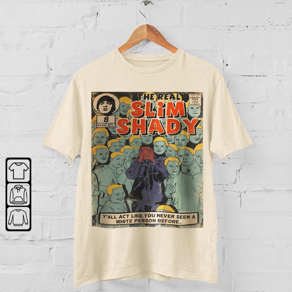 Discover The Real Slim Shady Comic Art Book  Retro Vintage 90s Hip Hop Gifts For Fan T-Shirt