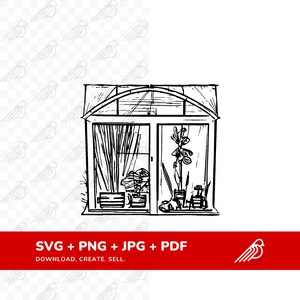 Garden Oasis Digital Art - Handgetekende Greenhouse Illustration - Svg, Png, Jpg, Pdf - Instant Download digitaal bestand