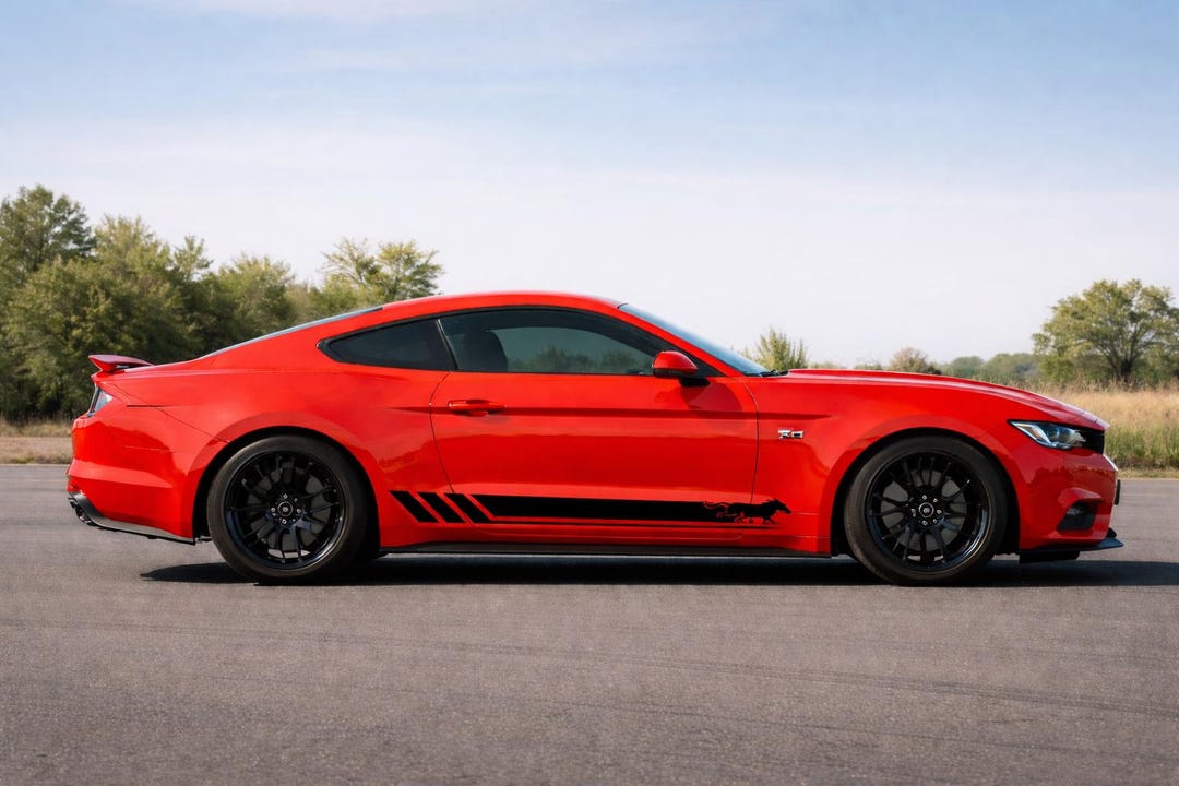 Mustang Rocker Graphics Mustang Rocker Panel Stripe Decal With Running Horse | Fits 2015–2023 ...