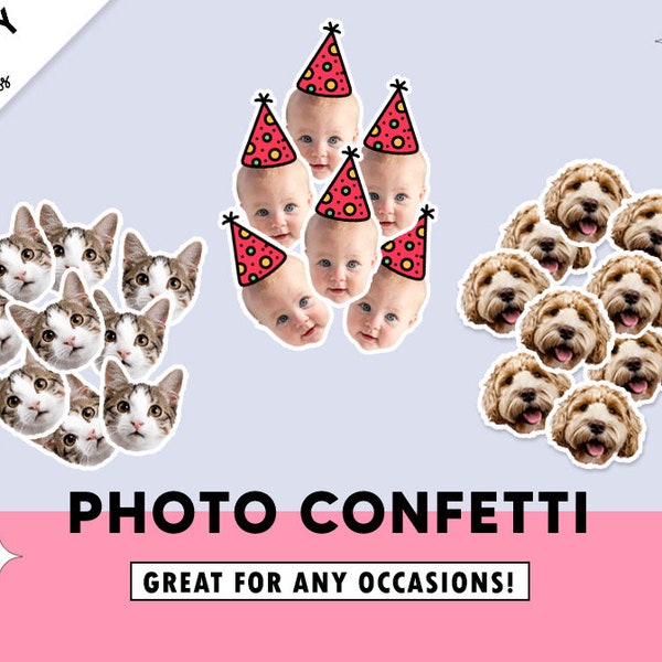 Photo Confetti, Custom Face Confetti for Party Decor - With Hat or Without Hat