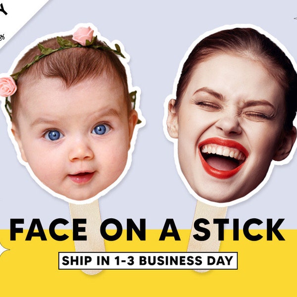 Face On a Stick, Custom face cutout on a stick for Birthday, Bachelorette Party, Engagement, Graduation