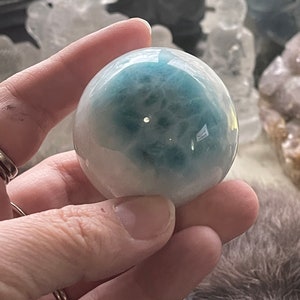 Large Larimar Sphere: Caribbean Blue Gemstone (47.8mm, 145g)