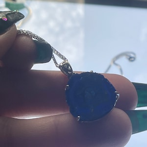 Azurite pendant set in sterling silver with sterling silver chain