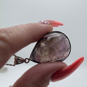 Smoky amethyst enhydro pendant set in sterling silver with sterling silver chain