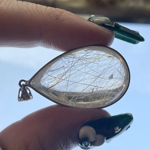 Schöner Gold Rutil Anhänger in Sterling Silber gefasst mit Sterling Silber Kette