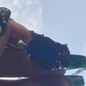 Azurite pendant set in sterling silver with sterling silver chain