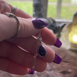Sugilite Sterling Silver Pendant Necklace - Teardrop Gemstone