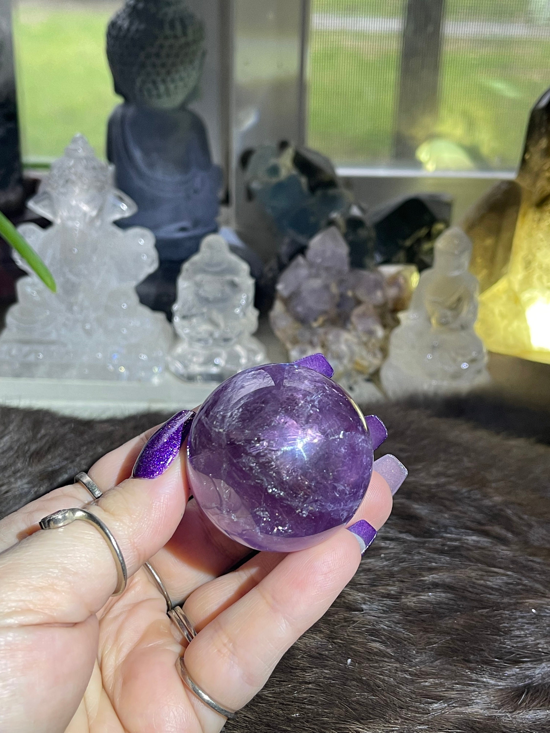 ウルグアイ産アメジストスフィア：透明感と虹 - Etsy 日本