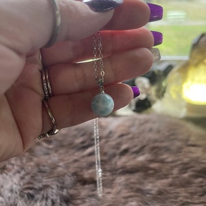 Larimar Sphere Pendant: Sterling Silver Necklace, 18 inch Chain