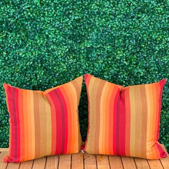 Pair of 2 Indoor outdoor Sunbrella Astoria Sunset 18x18 Throw