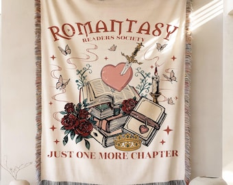 Romantasy Blanket, Woven Tapestry for Romantasy Fans, Smut Reader, Bookish Blanket, Fantasy Lover, Romance Reader Gift, Bookish Gifts, TBR