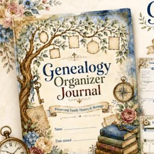 Family Tree Journal Template, Printable Genealogy Research Organizer, Family History Journal, Document Tracker & Heirloom Record Pages