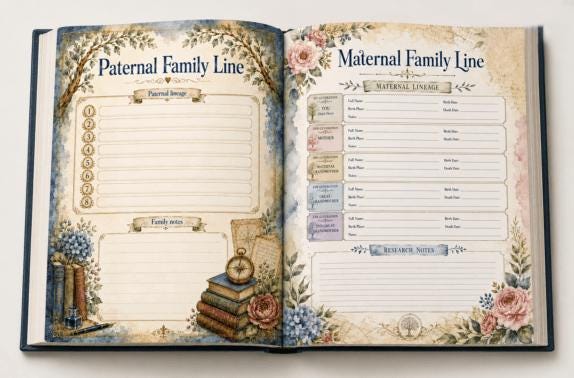 Journal Family Design Family Tree Journal Template, Printable Genealogy Research Organizer ...