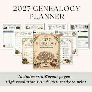 2027 Genealogy Planner, Family Tree Journal Template, Printable Genealogy Research Organizer, Family History, Ancestor Profile Template