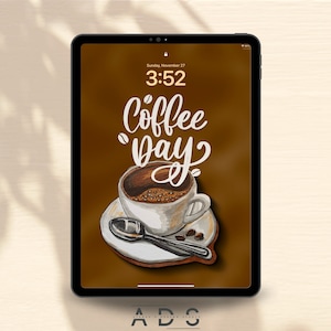 Coffee Day IPAD wallpaper, iPad Lock Screen, coffee lover, brown aesthetic coffee bean tablet Home Screen, iOS background