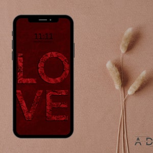 Rosey Love Phone wallpaper, Valentine’s Day iPhone background, Android Lock Screen, Aesthetic Home Screen, iOS wallpaper, Digital Download