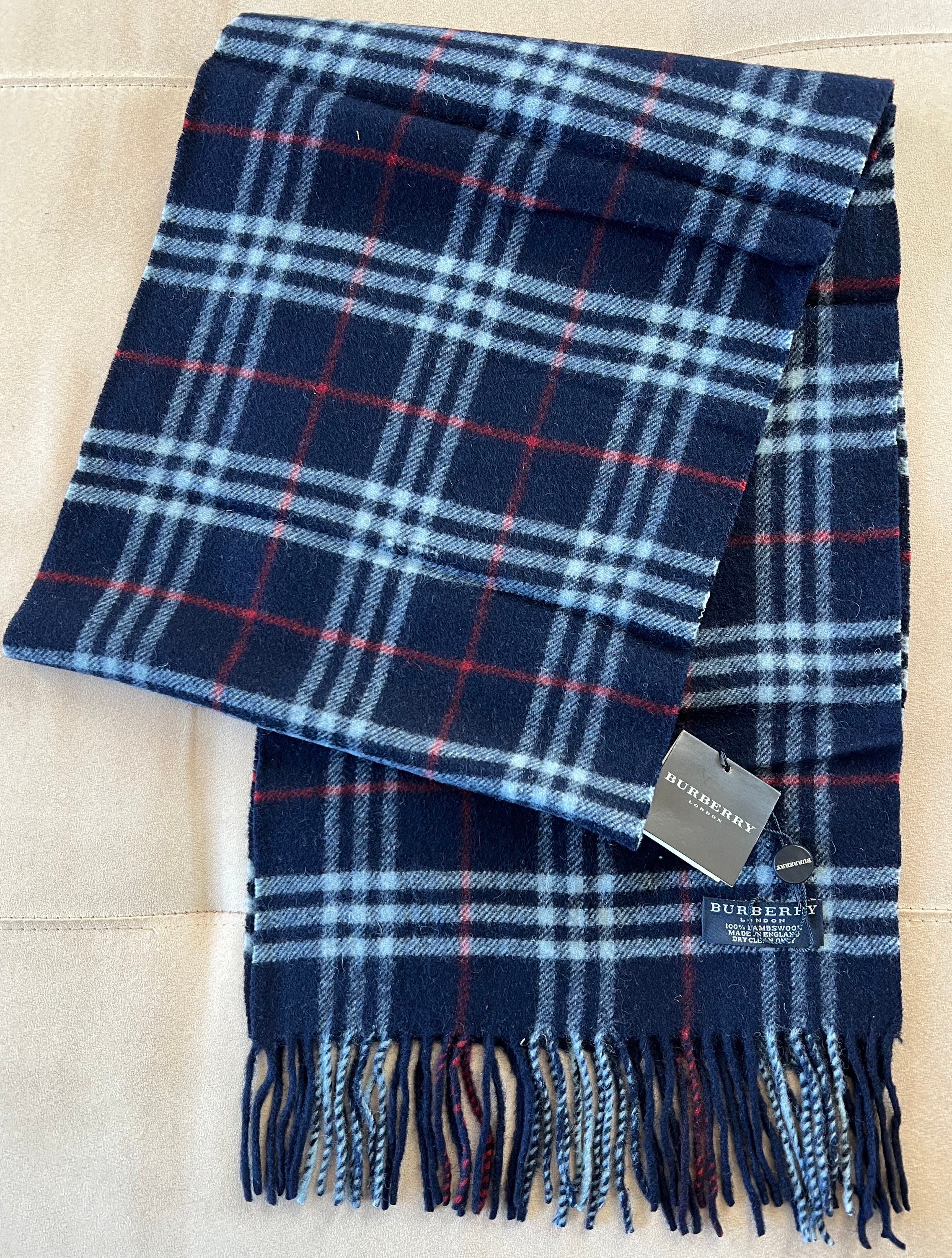 Burberry scarf blue best sale plaid