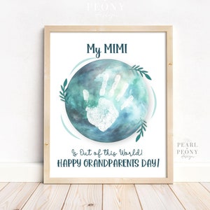 Manualidad con huellas de manos para el Día de los Abuelos para imprimir, arte de recuerdo para bebés, niños pequeños, preescolares, jardín de infantes, regalo para abuela, PDF