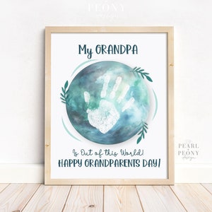 Manualidad con huellas de manos para el Día de los Abuelos, imprimible, para el abuelo, recuerdo, para bebés, niños en edad preescolar, jardín de infantes, regalo para el abuelo, PDF