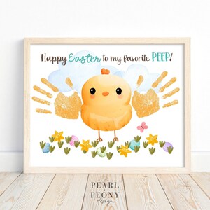PRINTABLE Easter Handprint Art Craft for Kids, Chick Keepsake Art, Toddler Preschool Kindergarten Activity, Homeschool, Gift from Kids PDF
