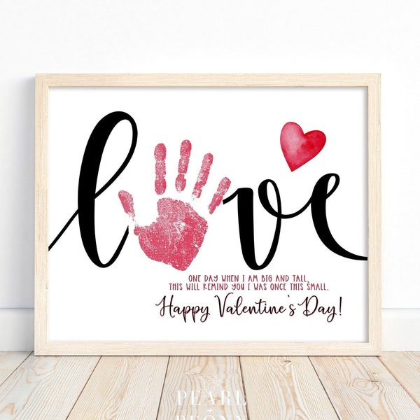 PRINTABLE Valentines Day Handprint Art Craft for Kids, Keepsake Art, Toddler Preschool Kindergarten Activity, Homeschool, Gift from Kids PDF