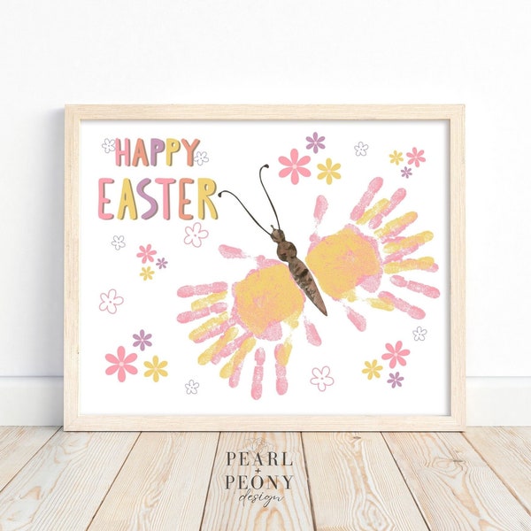 PRINTABLE Easter Handprint Art Craft for Kids, Butterfly Keepsake Art, Toddler Preschool Kindergarten Activity, Homeschool Daycare, DIY PDF