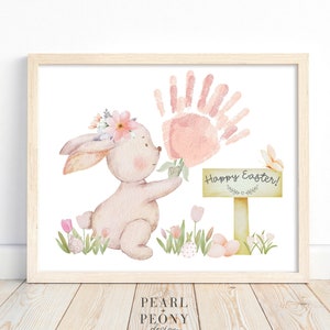 PRINTABLE Easter Handprint Art Craft for Kids, Bunny Keepsake Art, Toddler Preschool Kindergarten Activity, Homeschool, Gift from Kids PDF