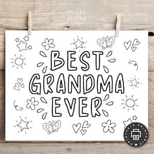 STAMPABILE La migliore nonna di sempre Pagina da colorare, Biglietto per la festa della mamma da bambino, Biglietto di compleanno per la nonna, Pagina delle attività per bambini del giorno dei nonni, PDF