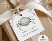 EDITABLE Halloween Gift Tag Template, Printable Classroom Party Favor Tag, Trick or Treat, Treat Bags Cookie Tag Candy School Treat, Canva