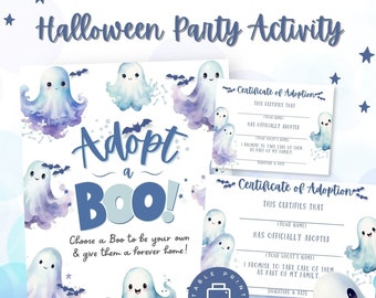 PRINTABLE Adopt a Ghost Party Favor, Halloween Ghost Adoption, Adopt a Pet Ghost Party, Adopt a Pet Ghost, Adoption Certificate of Adoption